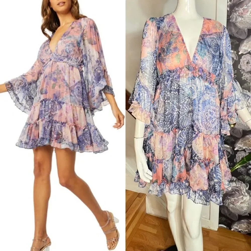 Anthropologie x MISA LOS ANGELES
Yasemin Butterfly Sleeve Babydoll Dress/ size S
